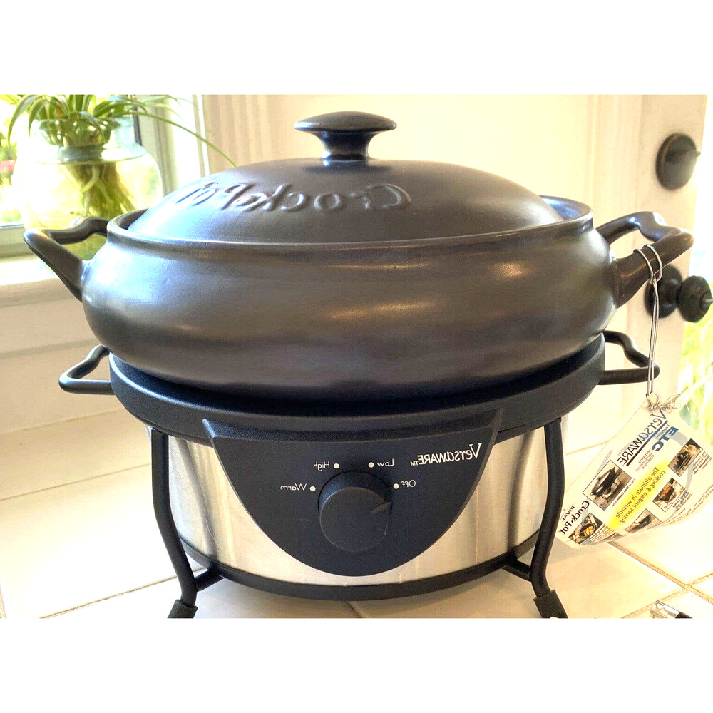 Rival Versaware Crock Pot SC7500 Stoneware Black Stainless Steel 5Qt Slow Cooker